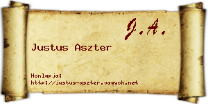 Justus Aszter névjegykártya